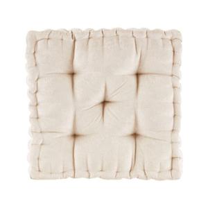 Intelligent Design Azza Floor Pillow Square Pouf Chenille Tufted with Scalloped Edge Design Hypoallergenic Bench/Chair Cushion, 20 x 20 x 5, Ivory