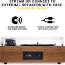 Victrola Eastwood II Record Player with Speakers Bluetooth 5.1 and Vinyl Stream Technology, Vintage Style 3-Speed Vinyl Player, Audio Technica AT-3600LA Cartridge (Oak)
