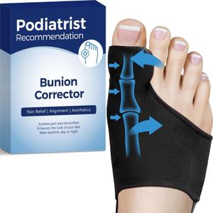 Habioer Bunion Corrector for Women and Men, Breathable Big Toe Straightener, Bunion Relief Splint & Pad, Comfortable for Day/Night Use, Fit for R/L, Washable, | Black-L-1 Pack