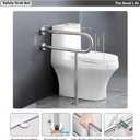 31.5 Inch Toilet Grab Bar with Support Leg, Brushed Nickel Floor-to-Wall Mounted Stainless Steel Safety Rail, 1.25" Knurled Non-Slip Handrail for Elderly, Disabled, Pregnant
