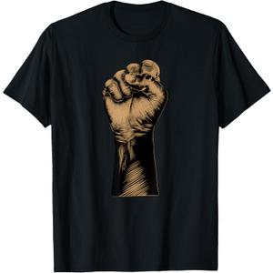 Raised Fist Black Power African American BLM Protest T-Shirt, Small