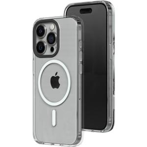 RHINOSHIELD Clear Case Compatible with Magsafe for [iPhone 15 Pro Max] Superior magnetic, Advanced Yellowing Resistance, Crystal Clear, Protective and Customizable Clear Phone Case - Black Camera Ring (Clear - Black Camera Ring)