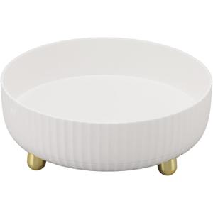 Lazy Susan Organizer, 360 Degree Rotating Storage Rack Cosmetic Desk Storage Display Tray Turntable Spice Organization for Cabinet Kitchen Pantry Fridge Bathroom Vanity (White)