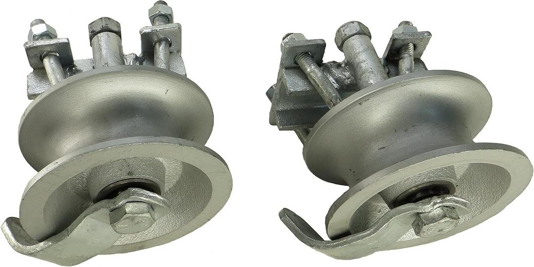 Pair of Chain Link Sliding Gate Rollers for 1-5/8" Pipe Track with Double U-Bolt and Safety Catch-by Sourdough Gate Hardware