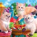 RoseArt - Fancy Cats - Kitten Tea Party - 750 Piece Jigsaw Puzzle for Adults