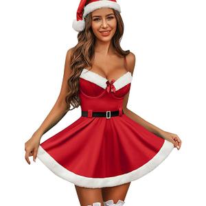 Women's Sexy Christmas Fancy Dress  Mrs Claus Santa Dress Outfit  Small Size (Best and Hat Not Included)