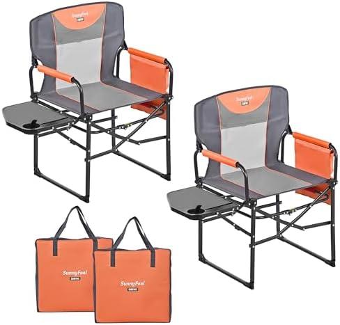 SUNNYFEEL Camping Directors Chair, Heavy Duty,Oversized Portable Folding Chair with Side Table, Pocket for Beach, Fishing,Trip,Picnic,Lawn,Concert Outdoor Foldable Camp Chairs