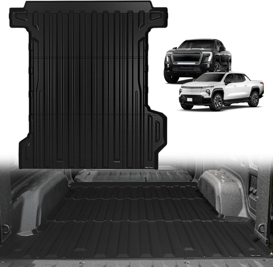 TripleAliners Truck Mat Compatible with 2024-2026 Chevrolet Silverado EV RST/GMC Sierra EV Denali 5.9FT Accessories, Truck Bed Mat Heavy Duty Custom Fit All Weather Protection TPE Pickup Liner