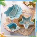 Teenyyou 3 Pcs Ceramic Conch Shell Jewelry Dish Tray Ear Ring Holder Jewelry Plate Key Bowl for Room Vanity Decor Accessory(Blue)