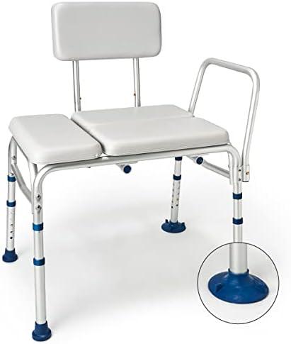 GreenChief Padded Shower Bench for Bathtub 500 LBS - Heavy Duty Shower Chair Adjustable, Transfer Bench with Arms and Backrest for Elderly, Tub Transfer Shower Seat Bath Chair for Inside Shower