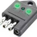 4 Pin Trailer Plug Tester, 4 Way Flat Trailer Circuit Tester with LED Indicators, Straight Trailer Light Wiring Testers, Trailer Tester Connector for Turn Signal Tail Lights Trouble Shooter (1 Pack)