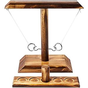 Ring Toss Game, Fun Hook and Ring Game, Handmade Wooden Interactive Game for Home and Party