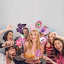 Y2K & 2000s Party Decorations Photo Booth Props Kit, Pink & Purple, Cardboard & Bamboo, 16 Themed Props, Y2K & 2000s Birthday Party Favors & Supplies