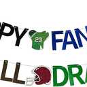 3 x Happy Fantasy Football Draft Day Banner Festive Party Hanging Decorations for Themed Birthday Party Garland Rugby Decor Flag