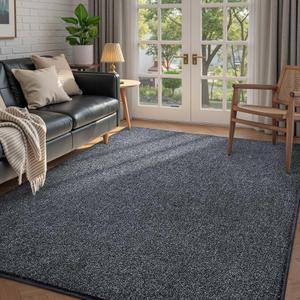 FinRec 4x6 Washable Area Rugs for Bedroom Living Room, Low Pile Thin Rug Solid Color, Non-Slip Carpet Indoor for Home Decor (Grey)
