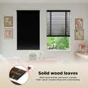 2" Slats Wood Blinds for Indoor Windows: Solid Wooden Blackout Blinds & Shades,Black Out Privacy Horizontal Blinds for Home Bedroom Bathroom Living Room Windows and Doors 22.5" WX48 H Black
