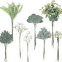 YXZZWL Artificial Greenery Stems Box Set65 Pcs with 8 Kinds of Faux Greenery Branches Fake Eucalyptus for Wedding DIY Bouquets Floral Arrangement Table Centerpieces (Dusty Green & White)