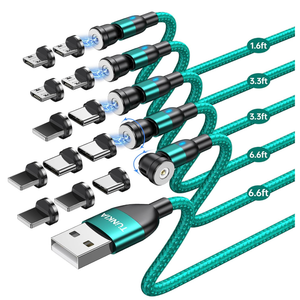 Magnetic Charging Cable (4Pack, 3.3ft/3.3ft/6.6ft/6.6ft)/360°&180° Rotating Magnetic USB C Charging Cable with LED/Magnetic Charger Cable/Magnetic Phone Charger Cord-Nylon Braided for More Devices