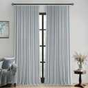 MIULEE Grayish Blue Pinch Pleated 100% Blackout Linen Curtains for Bedroom, Room Darkening Light Blocking Window Curtain 84 inches Long for Living Room, Black Out Pleat Drapes with Pin Hooks, Set of 2 Panels