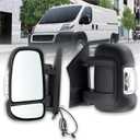 Left Driver Side Mirror Compatible with 2014-2025 Ram Promaster 1500/2500/3500 with Temperature Sensor turn signal light manual folding Without Power glass Replace#CH1320417 5VE99JXWAB(2+2Pins)