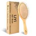 LIYI Bamboo Hair Brush with Stainless Steel Bristles for Hair Growth - Massaging Scalp Detangling Hairbrush for Women, Men & Kids - Wooden Paddle Hairbrush for All Hair Types (Large Oval Bamboo)