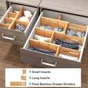 4.4" High Drawer Dividers with Inserts, Bamboo Drawer Dividers for Clothes, Expandable from 12-17.5", Adjustable drawer organizer for Bedroom, Kitchen & Office, 4 Dividers with 8 Insert.