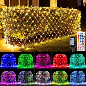 LitHome 10 x 10FT Christmas Net Lights Outdoor, 35 Colors Changing 240 LED Christmas Net Lights with Remote Connectable, 9 Modes RGB Mesh Light Plug in for Bushes, Xmas, Garden, Gazebo, Holiday Decor