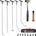 Dent Repair Rods 16PCS Dent Removal Kit, Features Stainless Steel Dent Removal Rods, A Rubber Hammer, and 9 Replaceable Taper Heads,Ideal for Car Dent Repair