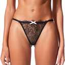 Natalie Sexy Lace G-String Underwear, Panties for Women (Medium, Black)