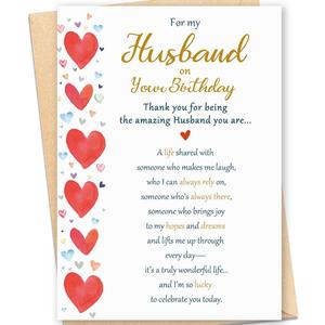 11 x Birthday Card for Husband, Husband Birthday Card from Wife, Romantic Birthday Gifts for Husband, Sweet Happy Birthday Greeting Card for My Husband, Heartfelt Love Card for Men