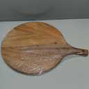 SOFE Walnut Wood Pizza Serving Board, 12" Round Thick Cutting Board with Handle, Decorative Wooden Chopping Boards for Kitchen, Cheese/Charcuterie Board for Bread, Vegetables, Fruit, Meat (Brown-15.7" x 11.8" x 0.8")