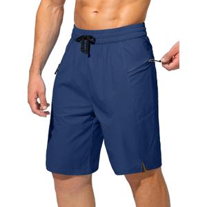 Men's Swim Trunks Quick Dry Board Shorts with Zipper Pockets Beach Shorts Bathing Suits for Men - No Mesh Liner (Large, Midnight)