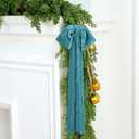 Daifunli 8 Pcs Extra Large Valentines Day Velvet Bows, 17.7 x 8.7 Vintage Raw Edge Ribbon Swag Bows for Romantic Home Decor, Door Wall Mantel Hanging Decorations(Blue Grey,8.7 x 17.7 x 3 in)