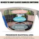 FEISEDY Progressive Multifocal Reading Glasses for Women Men Blue Light Blocking Near-Far Dual Use Sports Square Frame B0397 Grey, 2.0x