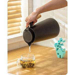 Baffect Thermal Coffee Carafe, Upgraded Plastic Double Wall Vacuum Insulated Flask with Copper Plating Glass Liner for Hot or Cold Drinks -24hrs (Black,34oz/1L)