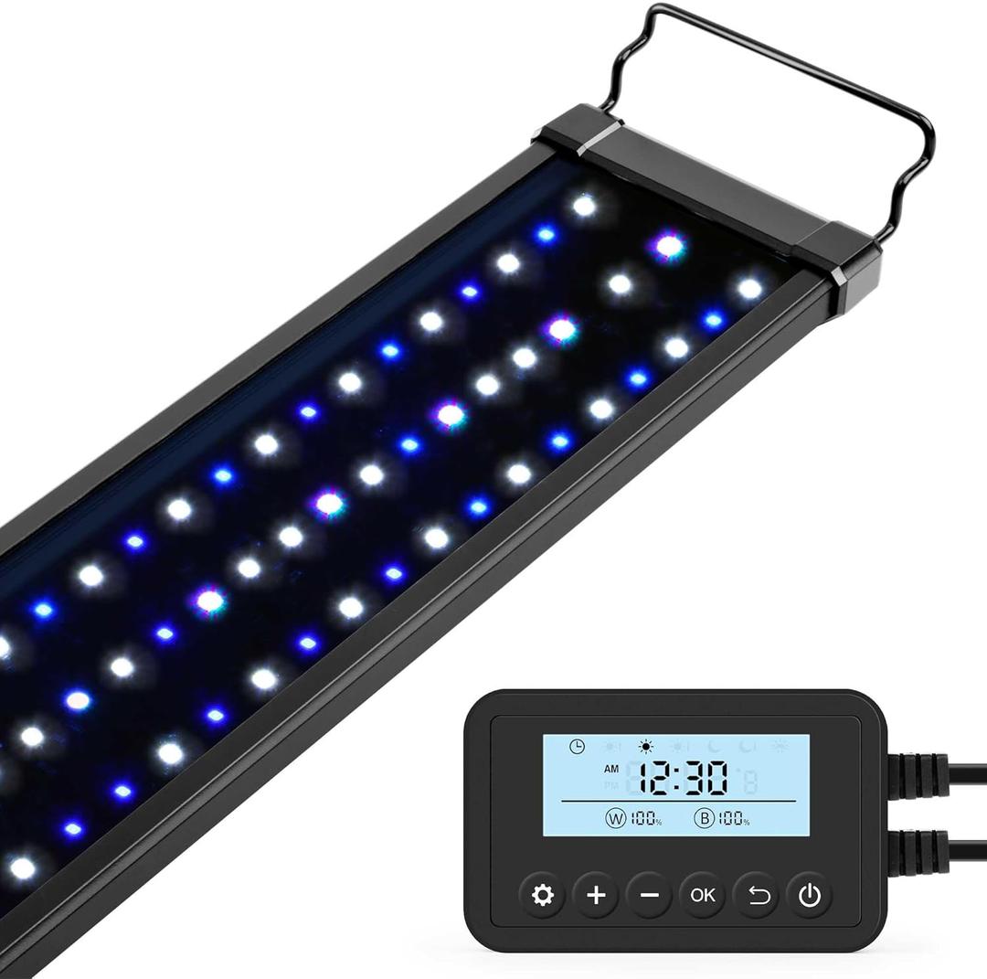 NICREW 24W Saltwater Aquarium Light, Marine LED Reef Light for Corals, Programmable Timer Controller, 24 to 30-Inch