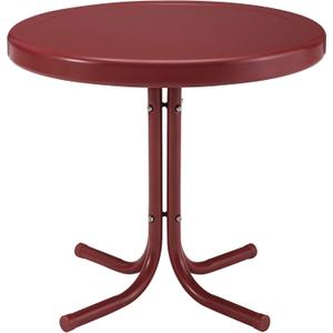 Crosley Furniture Griffith Weather Resistant Retro Metal Outdoor Side Table for Patio, Deck, Porch, Coral Red