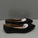 Amazon Essentials Women's Pointed-Toe Ballet (10.5 Wide, Black Faux Leather)