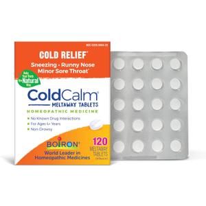 Boiron ColdCalm Tablets for Cold Symptoms of Sneezing, Runny Nose, and Sore Throat - 120 Count