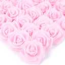 IPOPU Artificial Rose Flower Heads, 100pcs Real Looking Light Pink Foam Fake Roses for DIY Wedding Baby Shower Centerpieces Arrangements Party Tables Home Decorations (Light Pink, Stemless)
