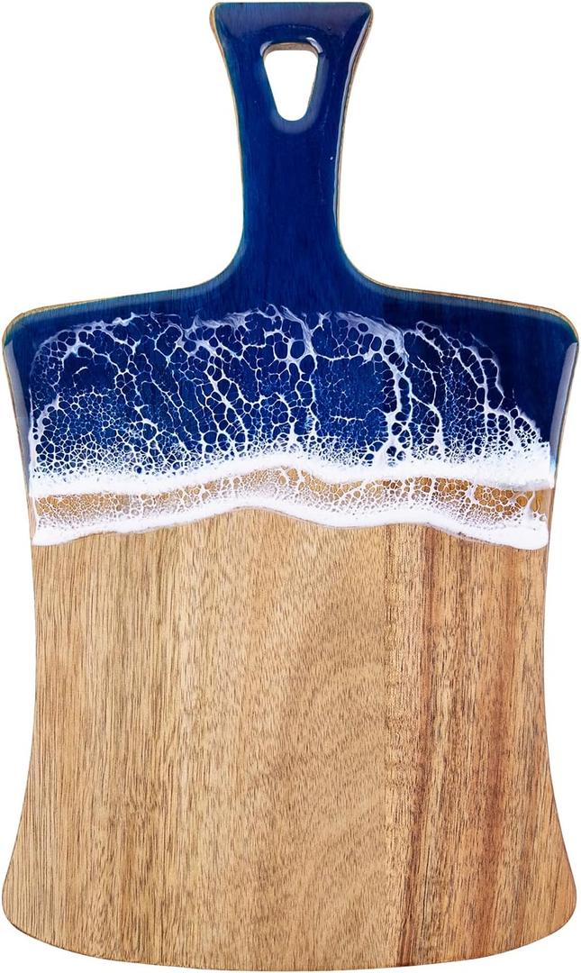 Ocean Charcuterie Board: Resin Cutting Board with handle, cheese Board for Fruit Cheese and Meat, Vegetable (Blue Wave)