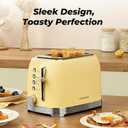 Toaster 2 Slice Retro Stainless Steel with 1.5 Extra Wide Slots Bagel, Defrost, Reheat, Cancel Functions, 6 Bread Shade Settings, Removable Crumb Tray, Yellow