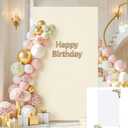 Beige and White Arch Cover, Square Arch Backdrop Cover 6.6FT x 4FT, Arch Covers Stretchy Backdrop Spandex Fitted Double-Color for Birthday Party Baby Shower Anniversary Ceremony Banquet Decoration