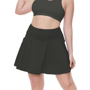 Sixstar Skorts Plus Size Women's Tennis Skirt with Pockets Lightweight Skirt for Running Golf Workout Sports (Gray, XXL)