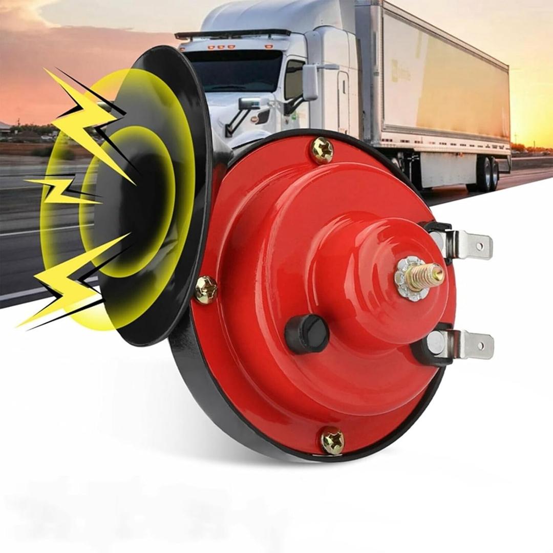 Train Horns Car Horn Car Air Electric Snail Horn 300DB Super Loud Air Horn Waterproof Automotive Accessories Universal for Car Truck Motorcycle Boat (Red, 24V, 1 Pack)