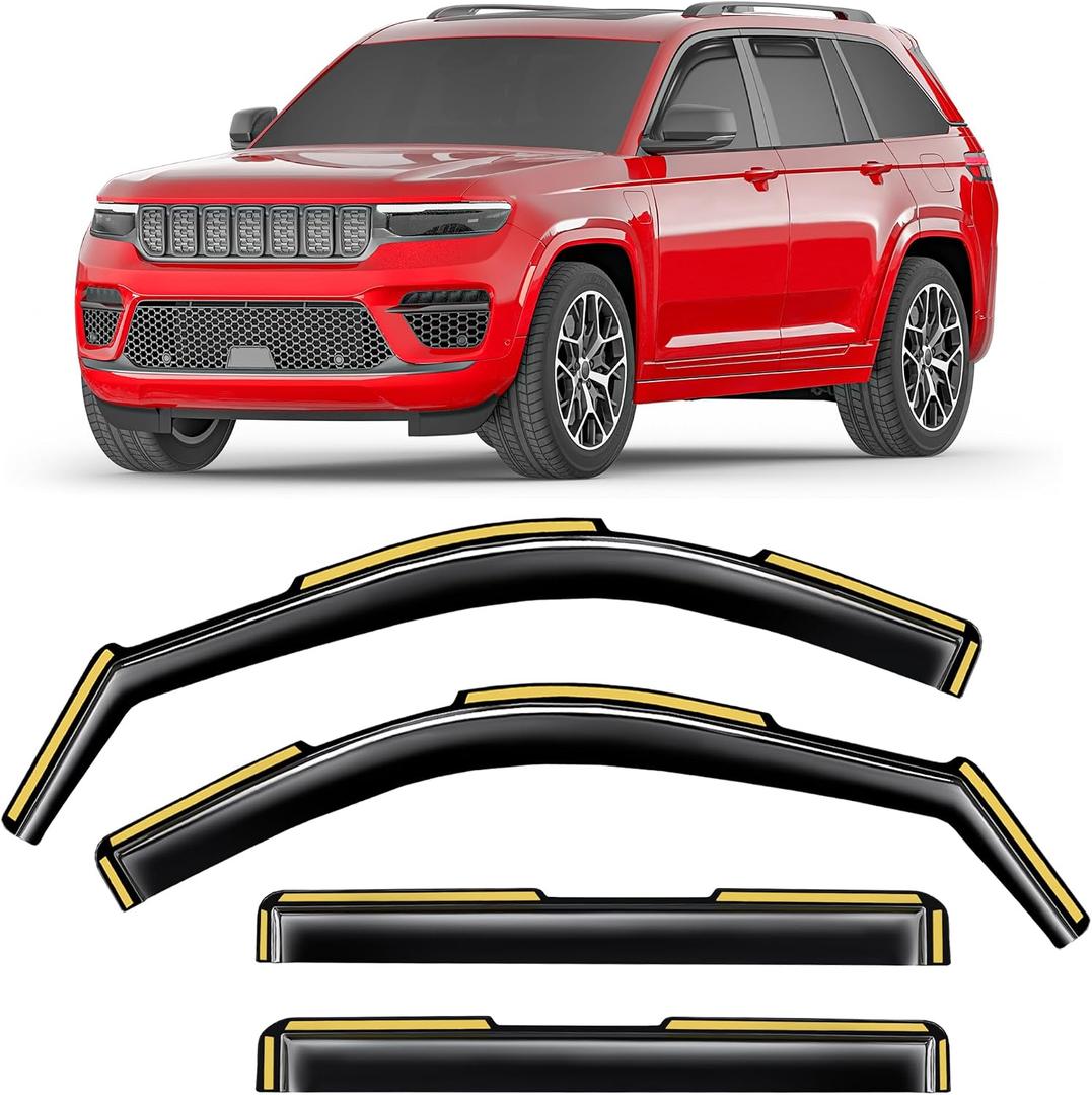 in-Channel Window Rain Guards Fit for Jeep Grand Cherokee 2-Row 2022-2025 (Not for L,Not for 3-Row) Window Deflectors Window Visor Vent Visors Vent Shades Exterior Car Accessories
