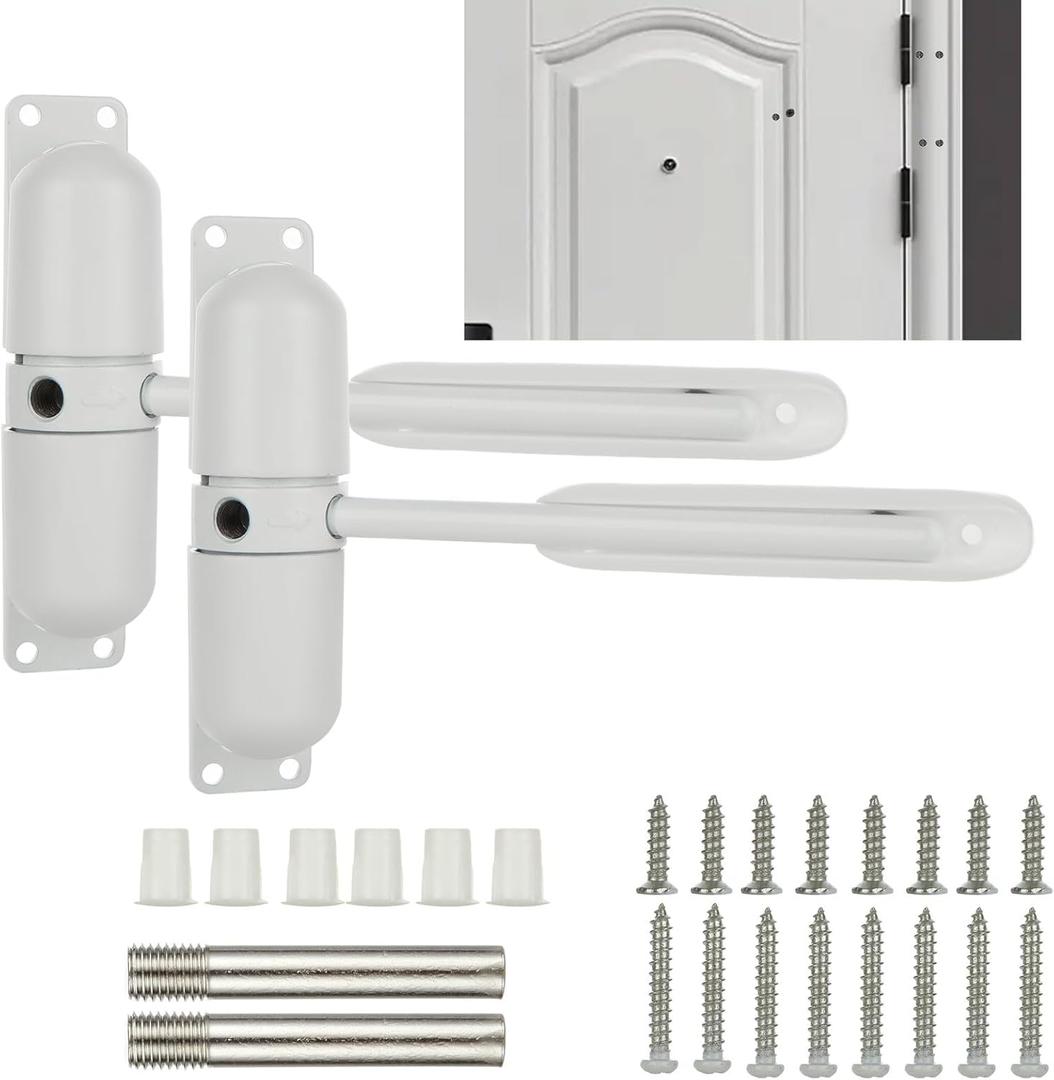 1PCAutomatic Door Closer Safety Spring Door Closers, 4-1/2"or 3-1/2 Adjustable Closing Door Hinge, Closer Auto for Self-Closing, Residential, Commercial (Black)