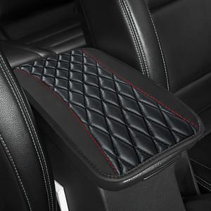 Car Center Console Cushion Pad, 12.72"7.52" Leather Waterproof Auto Armrest Seat Box Protector, Car Center Console Cover, Universal Interior Decor Car Accessories for SUV Truck (Black)