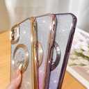 Fiyart Compatible with iPhone 11 Case,Compatible with MagSafe Love Heart Plating Camera Protection TPU Magnetic Glitter for Women Girls Shockproof Phone Bumper 6.1"-Purple