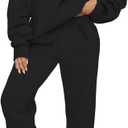 AUTOMET Women's Sweatsuits 2 Piece Outfits Lounge Sets Long Sleeve Half Zip Pullover and Baggy Sweatpants with Pockets (Large, Black)